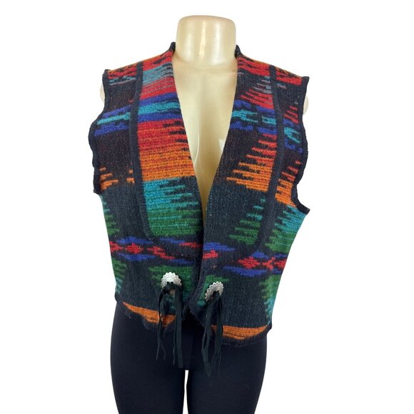 Woolrich Women's Multicolor Southwestern Wool Sleeveless Vest Sz L - Picture 1 of 7